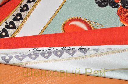 Крепдешин шелковый с картами"D&G" (д-529)