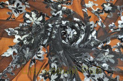 Сетка черного цвета с серебряными пайетками (а-54)