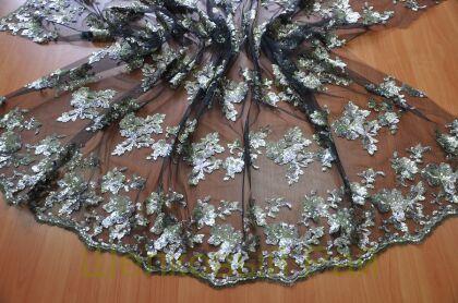 Сетка черного цвета с серебряными пайетками (а-54)