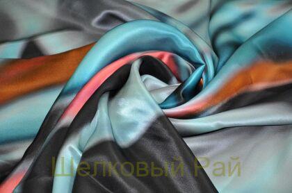 Шелк атласный размытый принт "Armani" - подойдет для кукол (д-812)