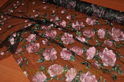 Вышивка на сетке с розами "DOLCE&GABBANA" (д-724)