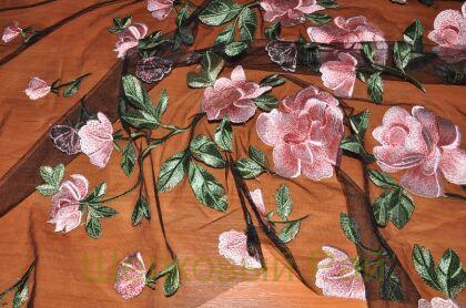 Вышивка на сетке с розами "DOLCE&GABBANA" (д-724)