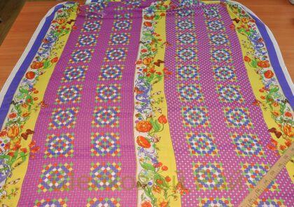 Шелковый шифон "ETRO" (розовый с горохами) (№-4)