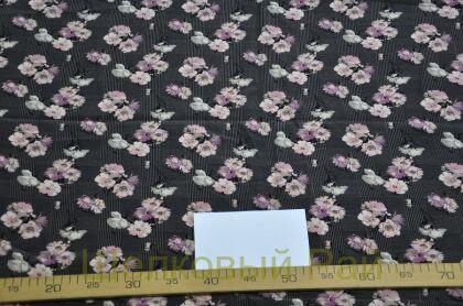 Шелк крепдешин с цветами "Monnalisa" (д-1008)