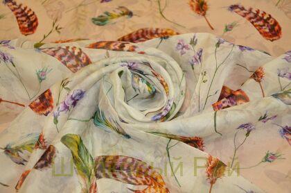Шифон-шелк (перья, бабочки, цветы) (к-35)