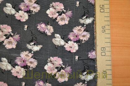 Шелк крепдешин с цветами "Monnalisa" (д-1008)