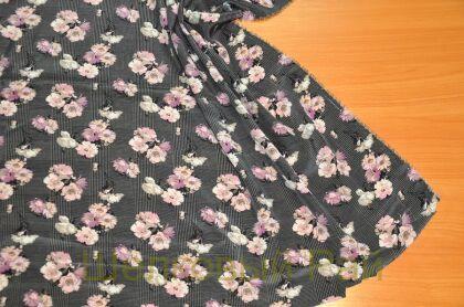 Шелк крепдешин с цветами "Monnalisa" (д-1008)