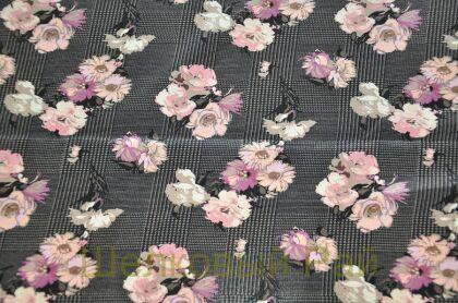 Шелк крепдешин с цветами "Monnalisa" (д-1008)