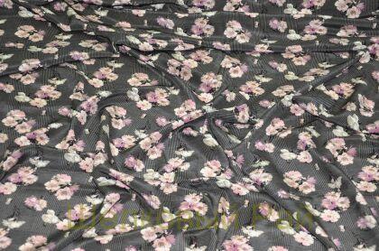 Шелк крепдешин с цветами "Monnalisa" (д-1008)