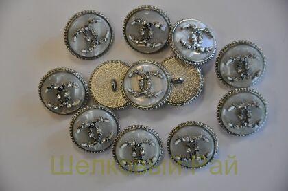 Пуговицы Chanel серые с кристаллами 20 мм (д-1395)