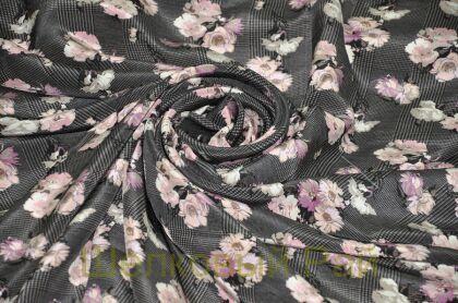 Шелк крепдешин с цветами "Monnalisa" (д-1008)