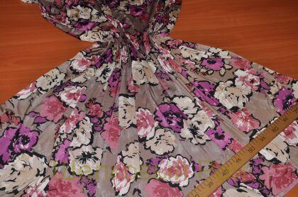 Микрофибра трикотажная цветы сиреневые (д-1349)