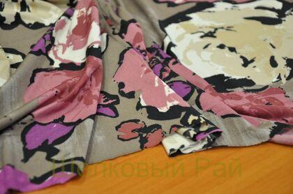 Микрофибра трикотажная цветы сиреневые (д-1349)
