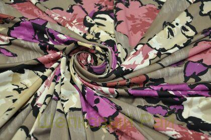 Микрофибра трикотажная цветы сиреневые (д-1349)