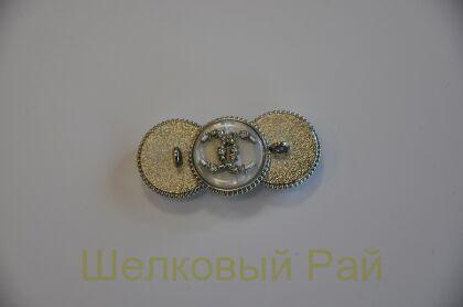 Пуговицы Chanel серые с кристаллами 20 мм (д-1395)