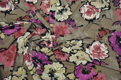 Микрофибра трикотажная цветы сиреневые (д-1349)