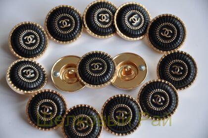Пуговица Chanel 22 мм черно-золотые (д-1432)