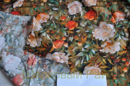 Хлопок рубашечный цветы шиповника (д-1463)