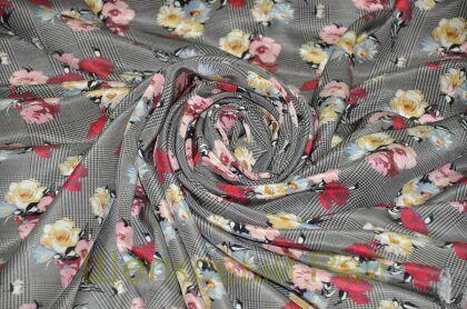 Шелк крепдешин клетка "Monnalisa" (д-1007)