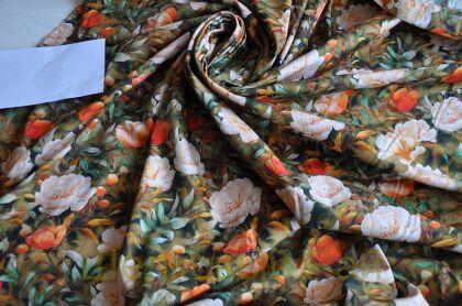 Хлопок рубашечный цветы шиповника (д-1463)