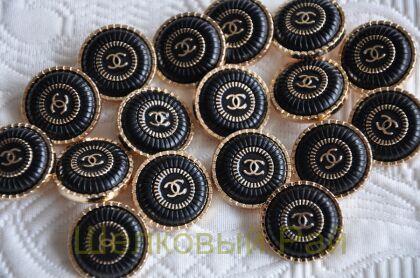 Пуговица Chanel 22 мм черно-золотые (д-1432)