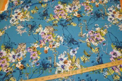 Шелк стрейч совы-ключи "Dolce&Gabbana" (в-159)