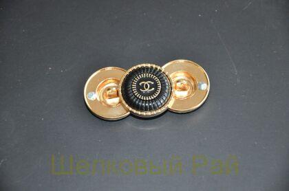 Пуговица Chanel 22 мм черно-золотые (д-1432)