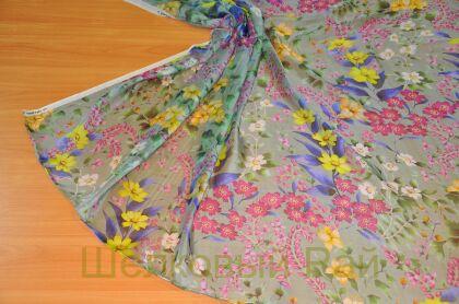 Шифон шелк цветы (д-1212)