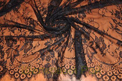 Кружево черное тонкое "Solstiss" (к-36)