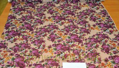 Жоржет стрейч с цветами (д-1179)