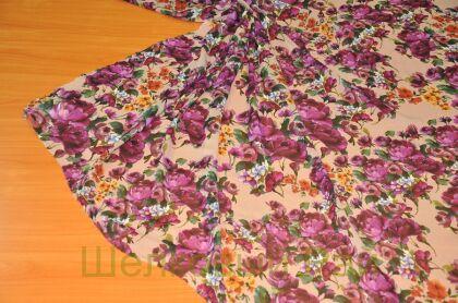 Жоржет стрейч с цветами (д-1179)