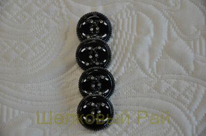 Пуговицы Chanel черные, никелевые с кристаллами 20 мм (д-1397)