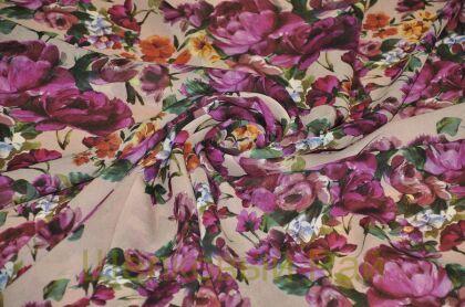 Жоржет стрейч с цветами (д-1179)