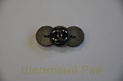 Пуговицы Chanel черные, никелевые с кристаллами 20 мм (д-1397)