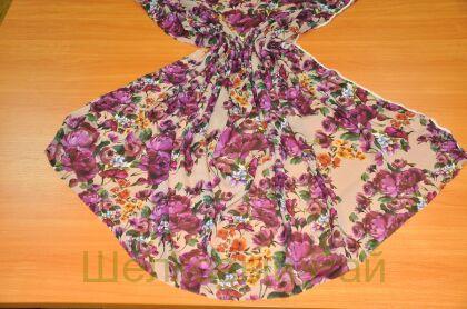 Жоржет стрейч с цветами (д-1179)