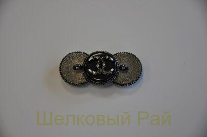 Пуговицы Chanel черные, никелевые с кристаллами 20 мм (д-1397)