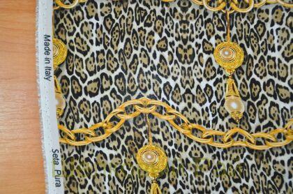 Шелк крепдешин леопард "VERSACE" (д-1067)