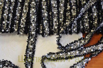 Тесьма черная с жемчугом "Chanel" 2,5 см (д-1453)