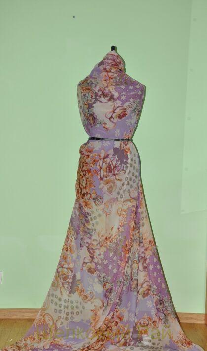 Шифон шелковый "Armani" цветочный принт (№-15)