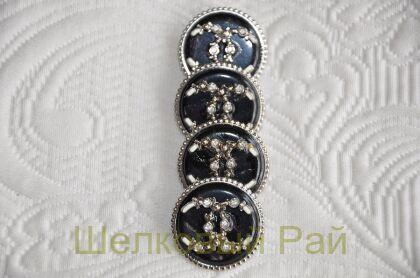 Пуговицы Chanel большие 25 мм цвет серебристо-черный (д-1394)