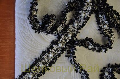 Тесьма черная с жемчугом "Chanel" 2,5 см (д-1453)