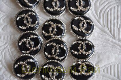 Пуговицы Chanel большие 25 мм цвет серебристо-черный (д-1394)