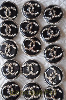 Пуговицы Chanel большие 25 мм цвет серебристо-черный (д-1394)