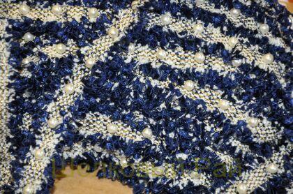 Тесьма синяя с жемчугом "Chanel" 2,5 см (д-1452)