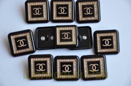 Пуговицы черные квадратные "Chanel" 25 мм (д-1369)