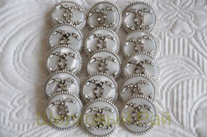 Пуговицы Chanel большие 25 мм цвет серебристо-серый (д-1391)