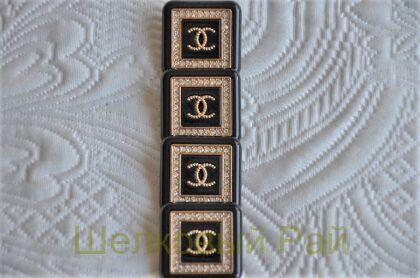 Пуговицы черные квадратные "Chanel" 25 мм (д-1369)