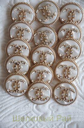 Пуговицы Chanel большие 25 мм цвет бежево-золотой (д-1392)