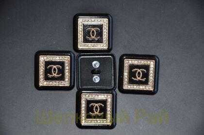 Пуговицы черные квадратные "Chanel" 25 мм (д-1369)