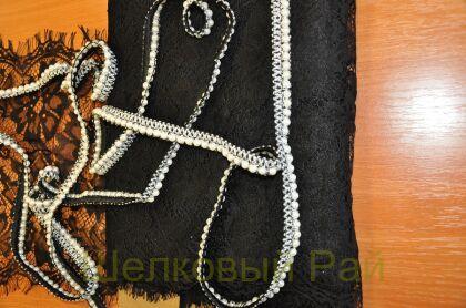 Тесьма серебряная с жемчугом 1,4 см (д-1459)